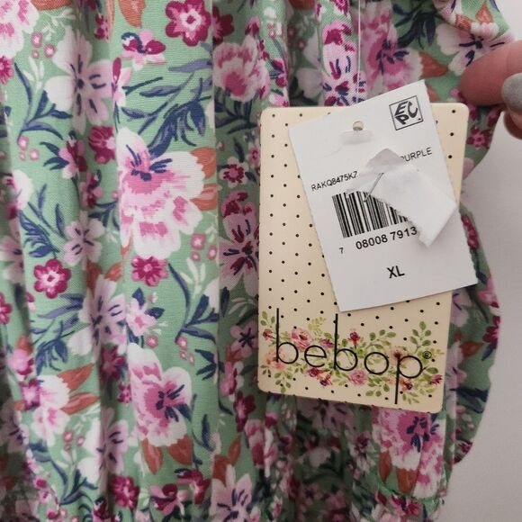 BeBop Womens Juniors Floral Sleeveless Romper Elastic Drawstring Tie Waist XL - Picture 6 of 10